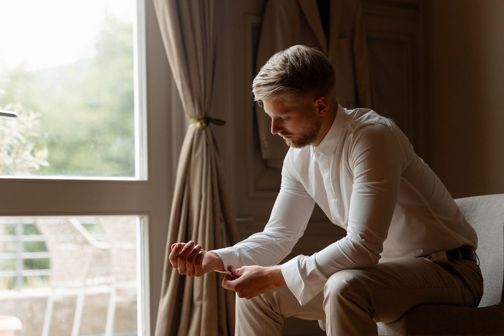 wedding photographer in Europe groom getting ready Italy France Germany
