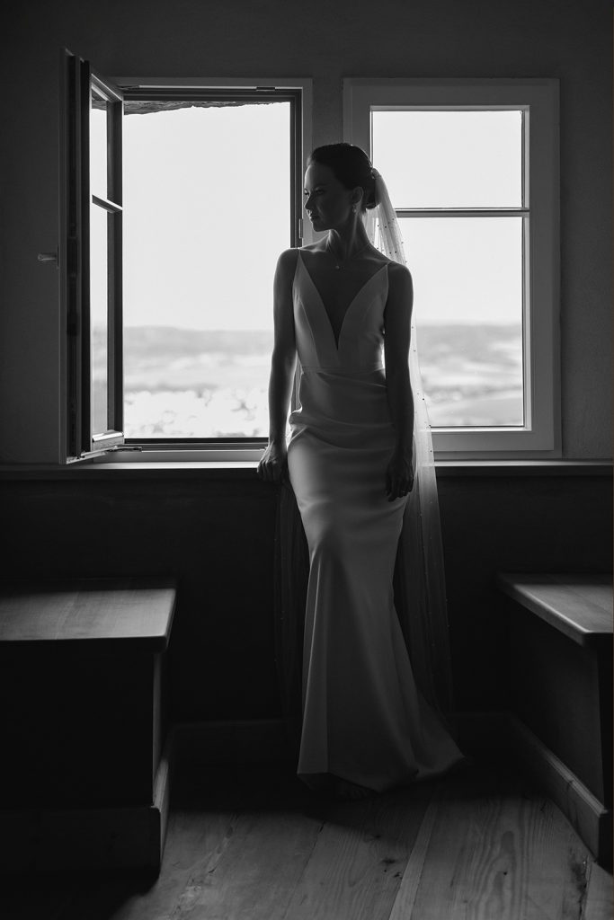 bridal portrait soft light luxury wedding photography black and white