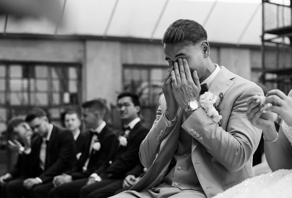 wedding ceremony emotional moment bride and groom italy