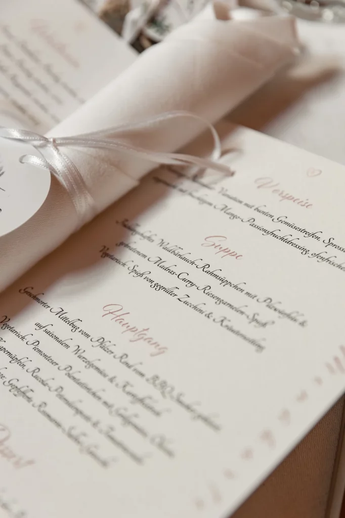 the wedding menu